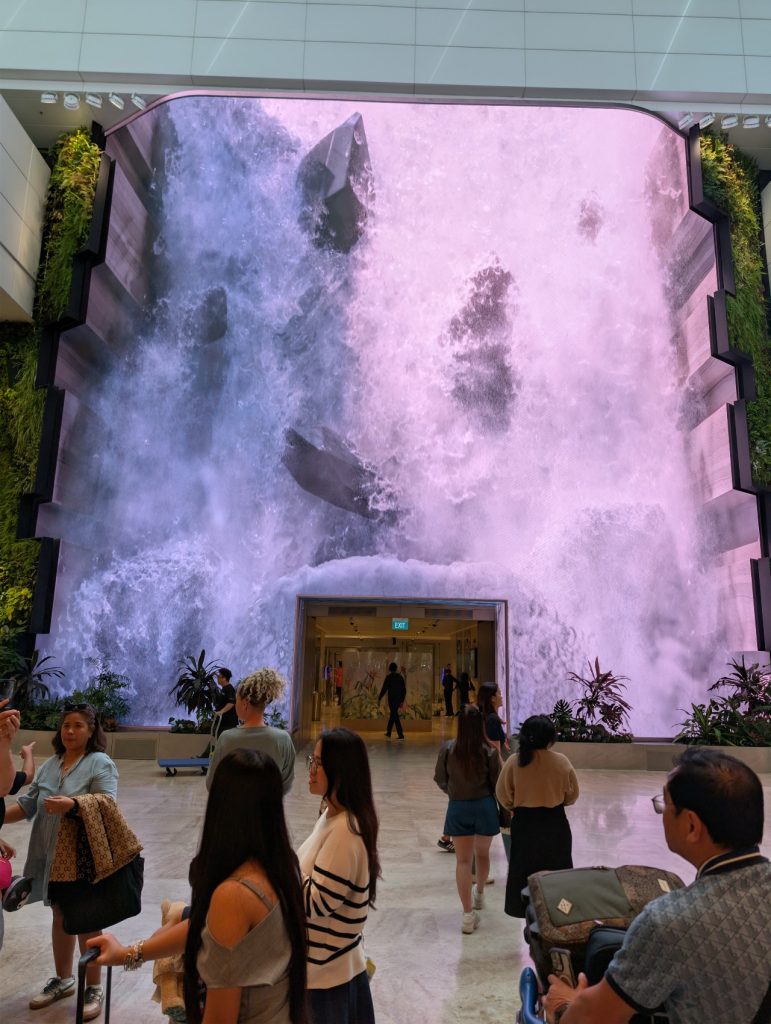 Wonderfall installation at Chengdu Airport Terminal 2 departure hall