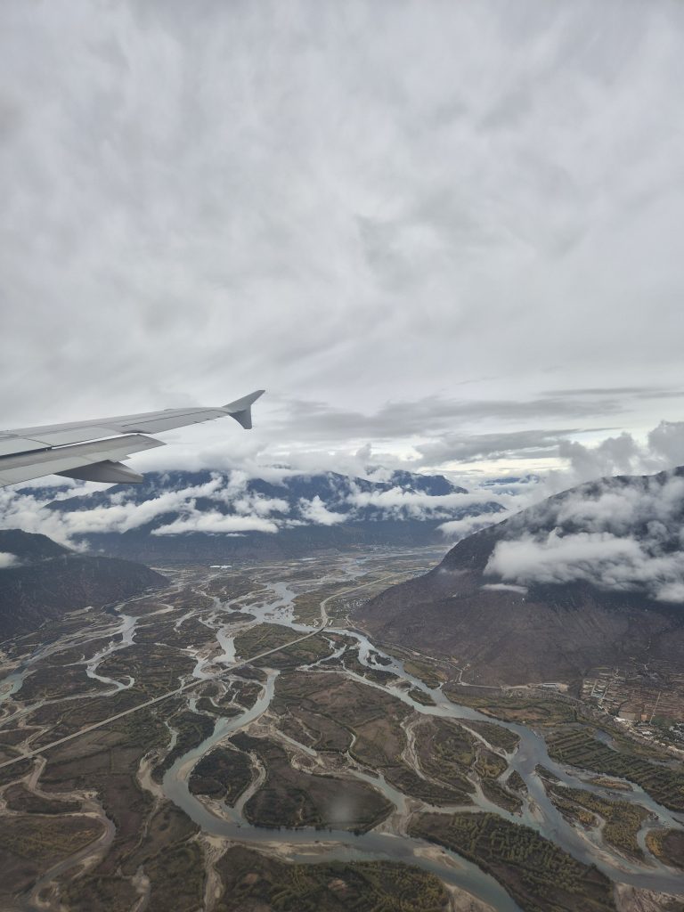 Domestic flight arriving at Nyingchi Airport