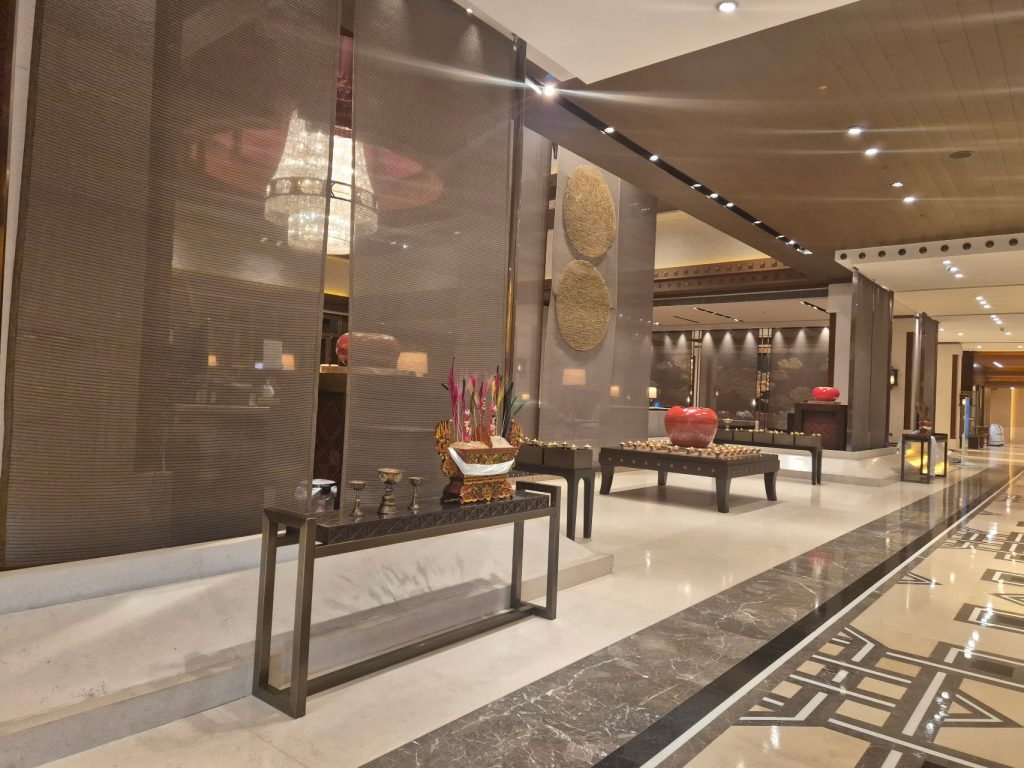 Hotel lobby of Shangri-La Hotel Lhasa early in the morning