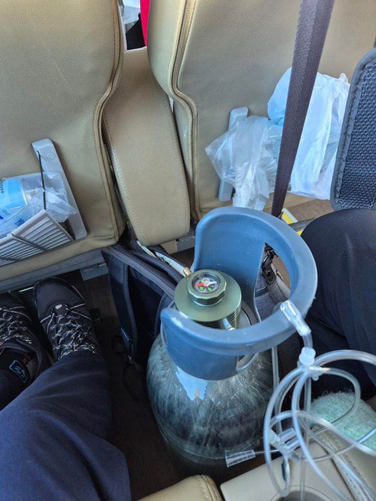 Large oxygen tank on Tibet tour bus