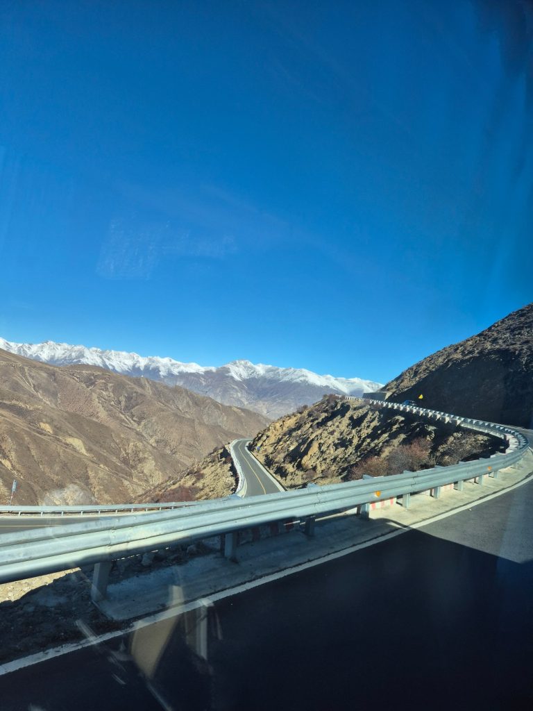 Winding mountain roads in Tibet