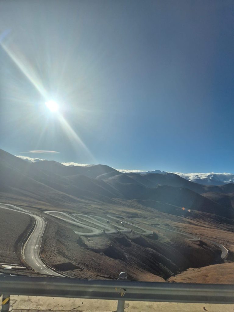 Winding mountain roads from Everest Town to Shigatse