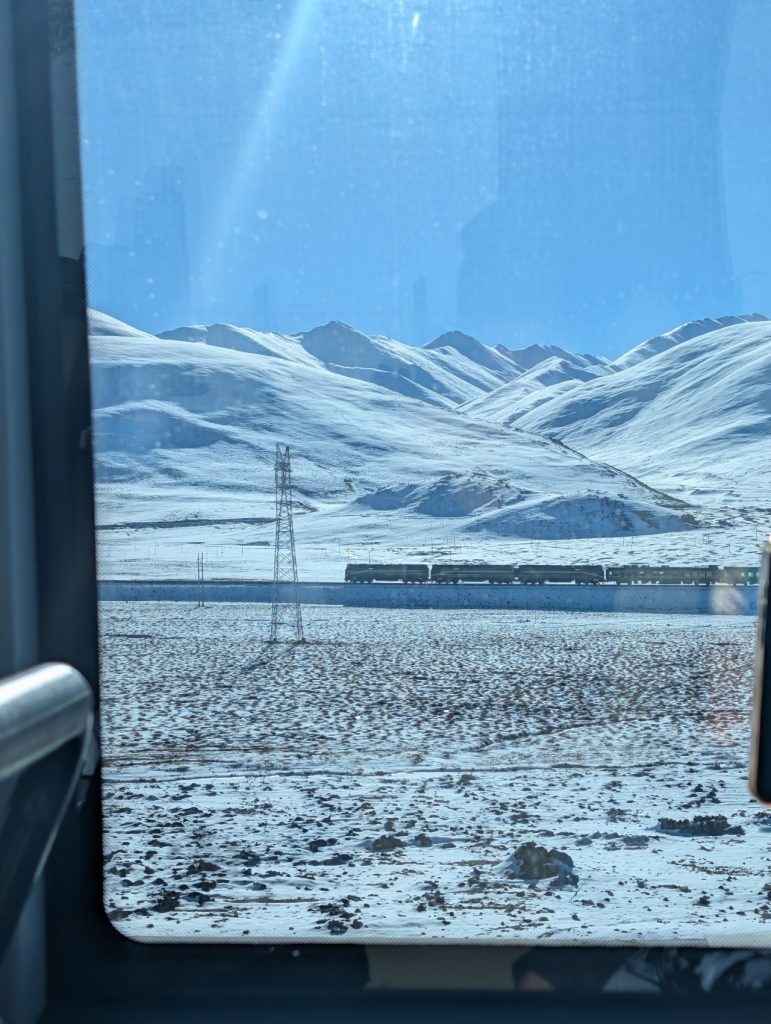 Qinghai Tibet Railway train spotted during Namtso drive